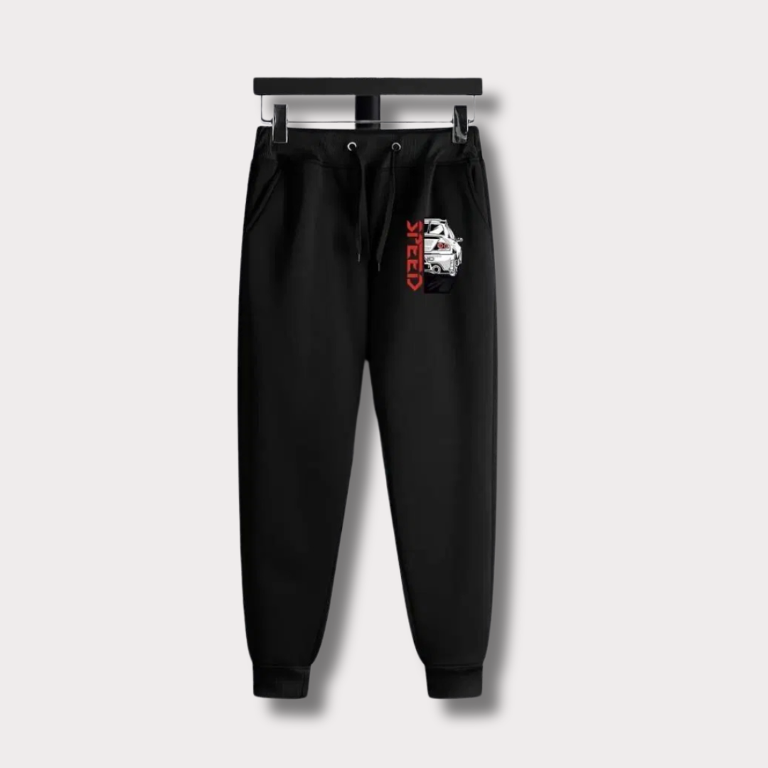 Men's Speed Black Printed Fleece Hoodie Track Suit - Bn-Ahmad Collection