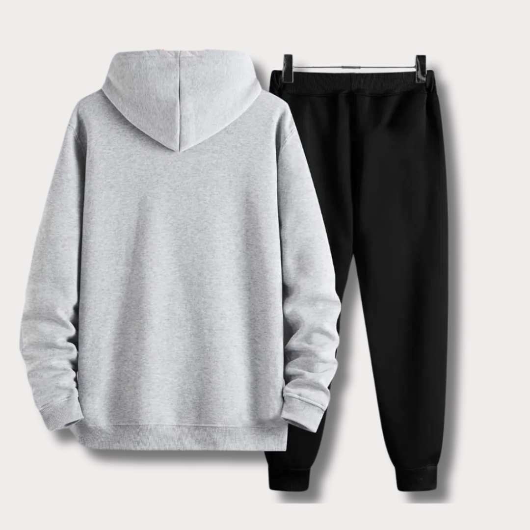 Men's Grey Fleece Wolf Hoodie Printed Track Suit - Bn-Ahmad Collection
