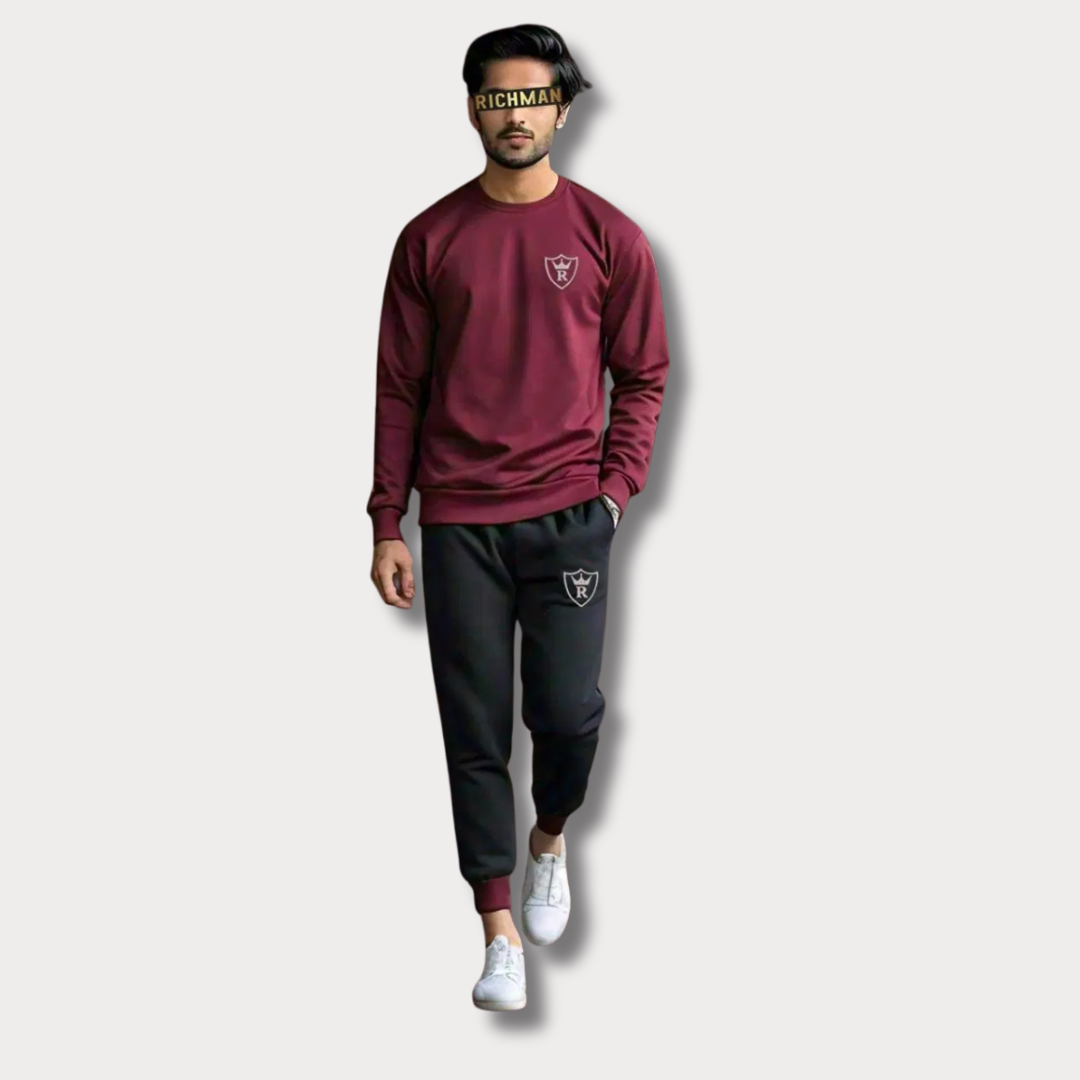 2 Pcs Unisex Fleece Plain Track Suit - Bn-Ahmad Collection