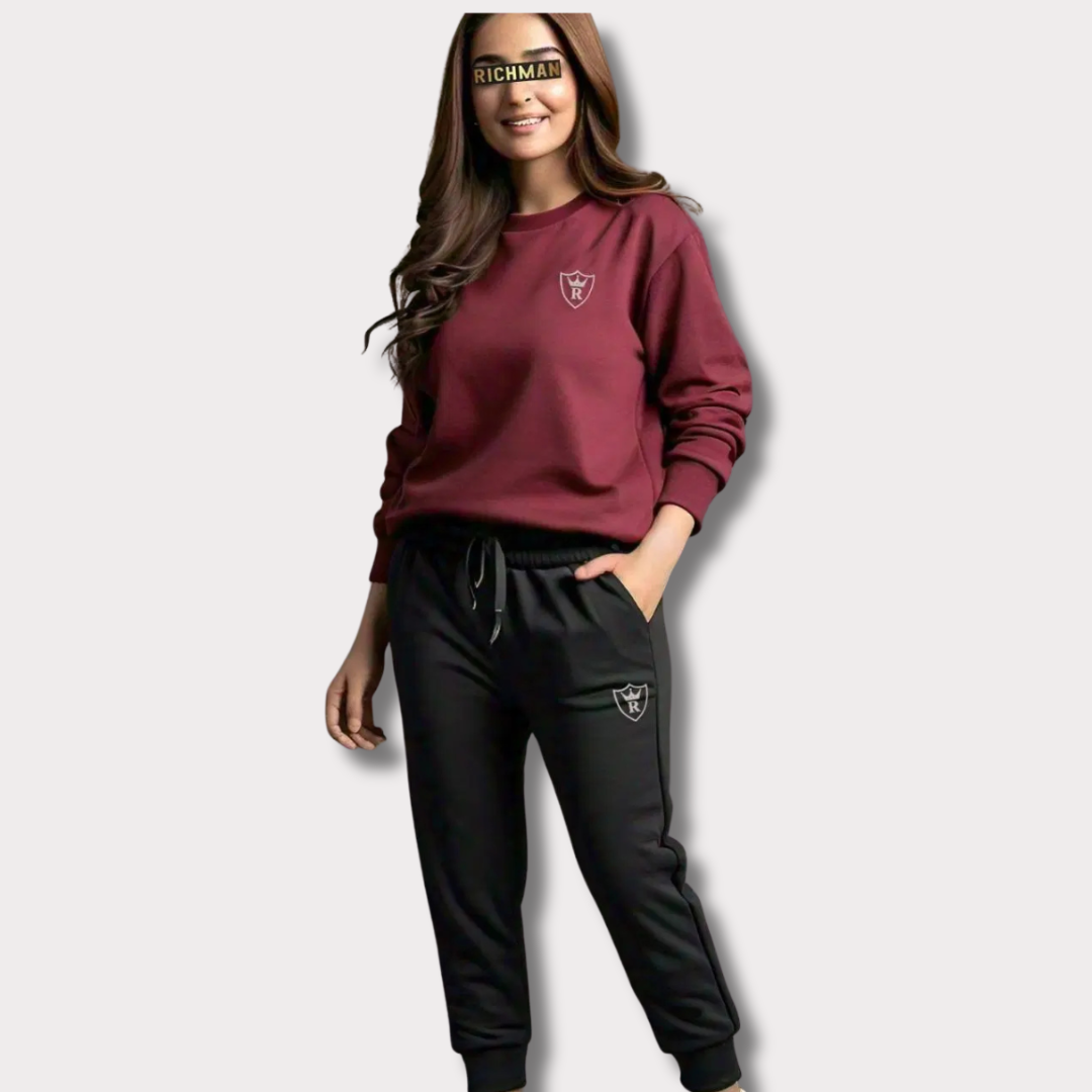 2 Pcs Unisex Fleece Plain Track Suit - Bn-Ahmad Collection