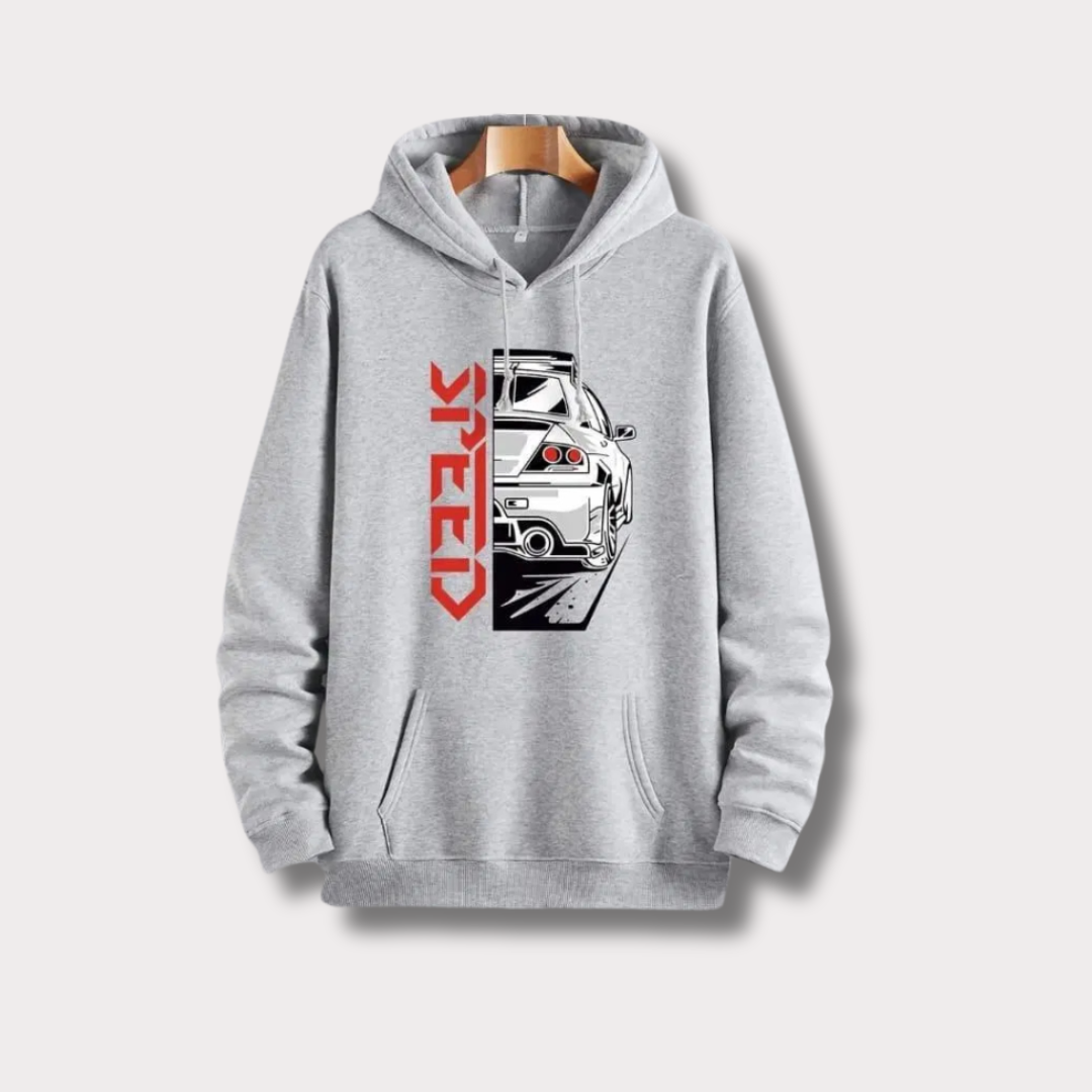 Men's Speed Black Printed Fleece Hoodie Track Suit - Bn-Ahmad Collection