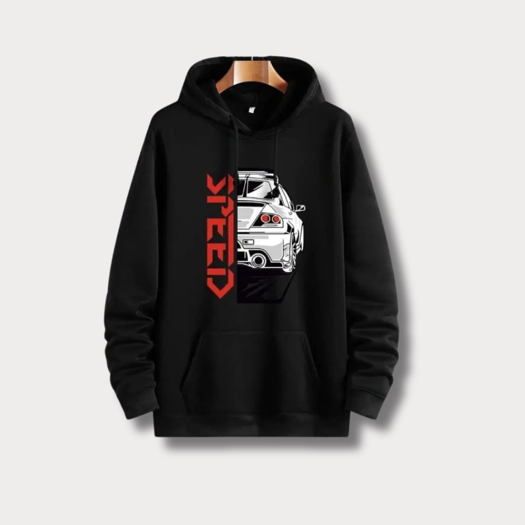 Men's Speed Black Printed Fleece Hoodie Track Suit - Bn-Ahmad Collection