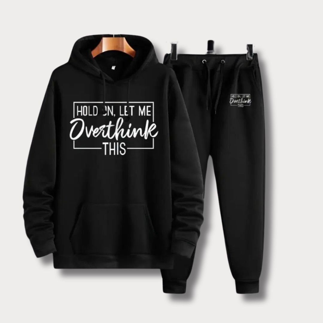 Men's Over Think Printed Fleece Hoodie Track Suit - Bn-Ahmad Collection