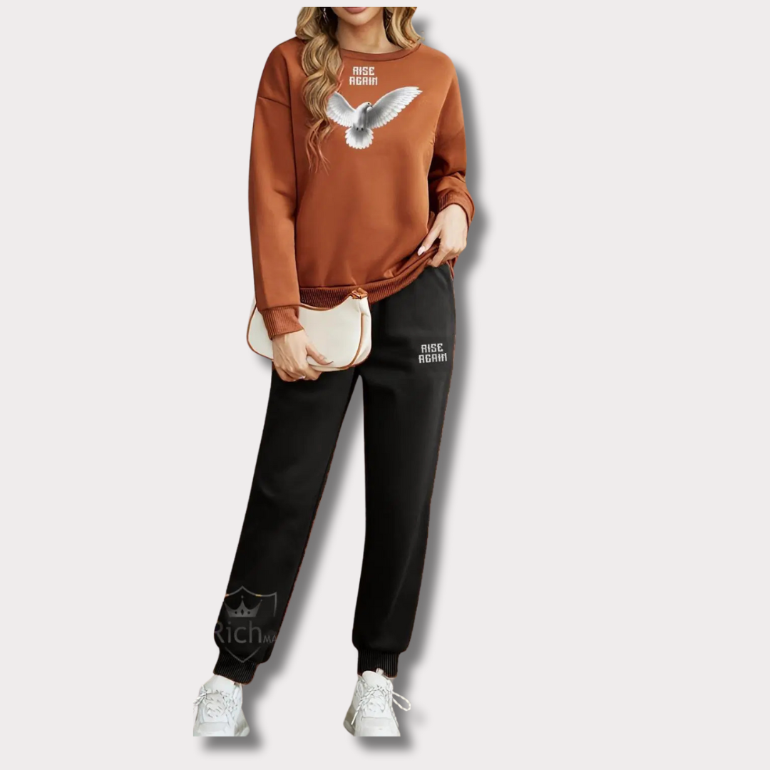 2 Pcs Man Fleece Pigeon Printed Track Suit - Bn-Ahmad Collection
