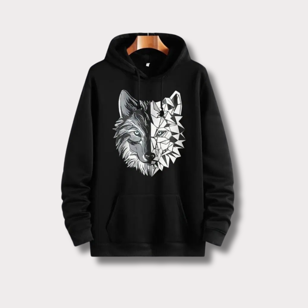 Men's Grey Fleece Wolf Hoodie Printed Track Suit - Bn-Ahmad Collection