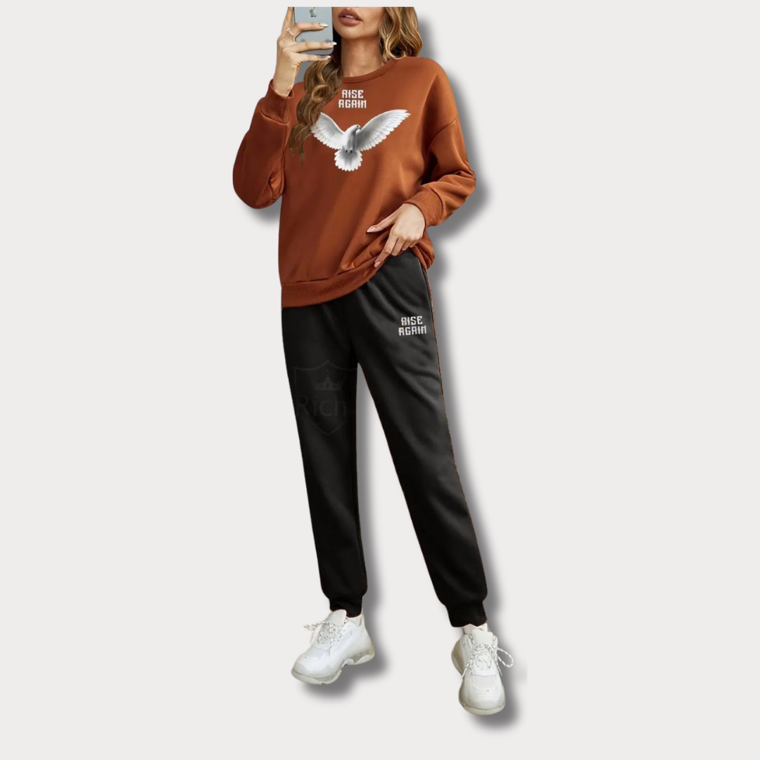2 Pcs Man Fleece Pigeon Printed Track Suit - Bn-Ahmad Collection