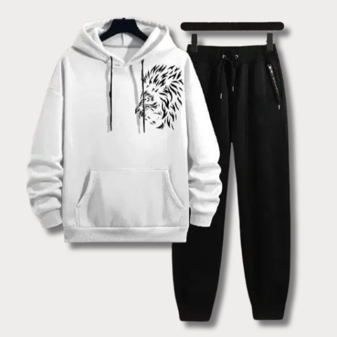 Men's Fleece Lion Printed Hoodie Track Suit - Bn-Ahmad Collection
