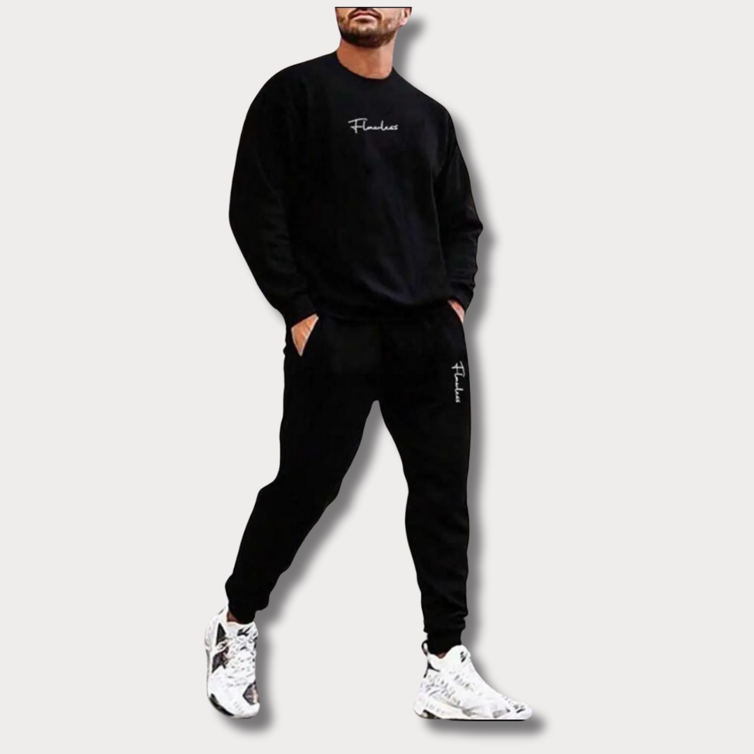 2 Pcs Flowless Printed Sweatshirt Track Suit - Bn-Ahmad Collection