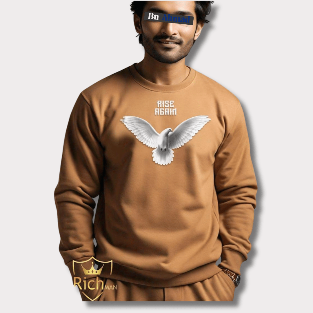 2 Pc Men's Printed Fleece Sweatshirt Bn-Ahmad Collection 
