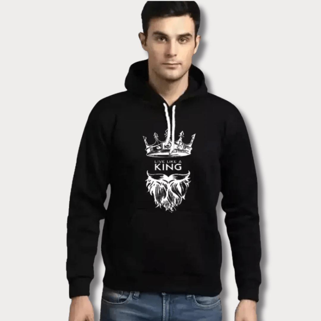 1 Pc Men's Cotton Fleece King Printed Hoodie Bn-Ahmad Collection M 