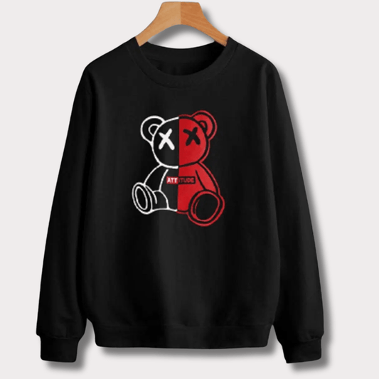 Attitude Bear Printed Cotton Sweatshirt Bn-Ahmad Collection 20 Kids Black