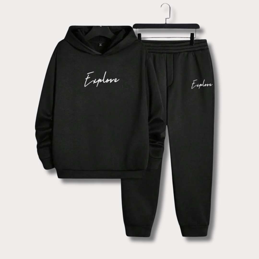 2 Pcs Men's Printed Fleece Track Suit Bn-Ahmad Collection M 